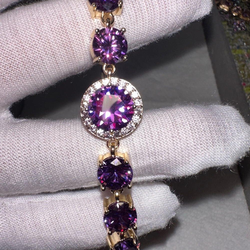 Purple Elegant Moissanite Diamond gold-plated 925 brecelet